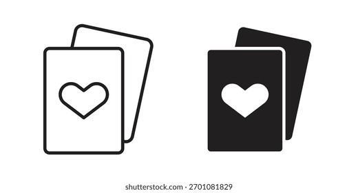 Símbolo del concepto del contorno del icono de las tarjetas de juego con el movimiento editable en blanco