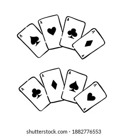 Playing cards icon. Outline illustration of playing cards vector icon for web