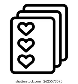 Icono de jugar a las cartas. Icono de Vector de tarjetas de juego de contorno para Diseño web aislado sobre fondo blanco
