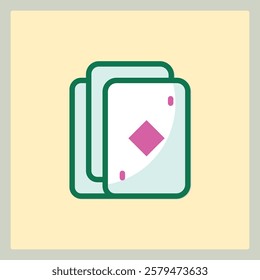 Playing Cards Icon Representation with a Diamond Suit Symbol Simple Design