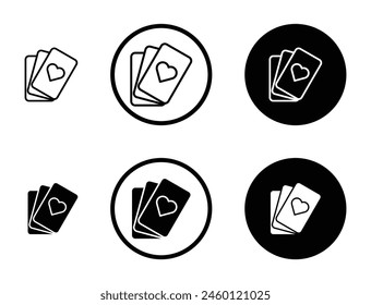 Juego de iconos de cartas. Signo de Vector de las tarjetas del póquer del casino Conveniente para los Diseños del UI de los App y Sitios web.