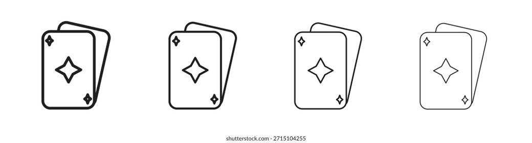 Conjunto de iconos de cartas de juego. Una colección de simples iconos negros de trazos finos