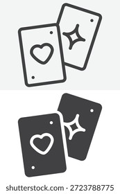 Ícone de cartas de jogar definido em estilo de linha e sólido. Contorno e sinal vetor preenchido com traço editável, ícone de símbolo de jogo para sorte, magia e gráficos com tema casino.