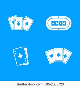 Playing cards icon set. Simple set of playing cards vector icons for web design isolated on blue background