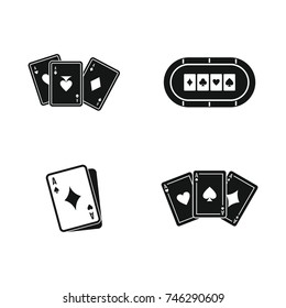 Playing cards icon set. Simple set of playing cards vector icons for web design isolated on white background