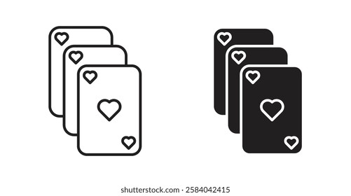 Playing cards icon set in thin line. vector illustrations for web