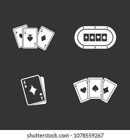 Playing cards icon set vector white isolated on grey background 
