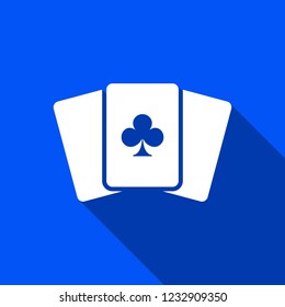 Playing cards icon with shadow , clubs sign design
