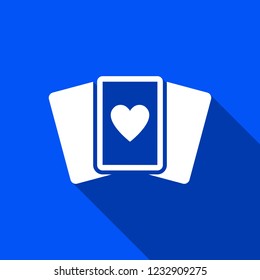 Playing cards icon with shadow , hearts sign design