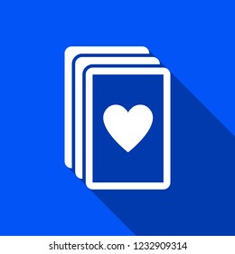Playing cards icon with shadow , hearts sign design