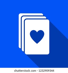 Playing cards icon with shadow , hearts sign design