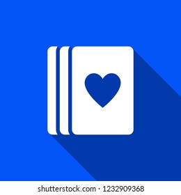 Playing cards icon with shadow , hearts sign design