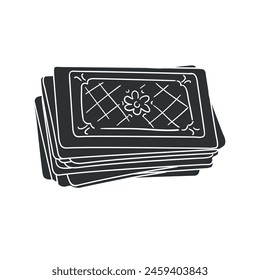 Playing Cards Icon Silhouette Illustration. Board Games Vector Graphic Pictogram Symbol Clip Art. Doodle Sketch Black Sign.