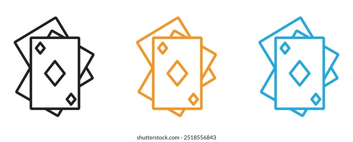 Icono de tarjetas de juego Conjunto de ilustración de línea delgada