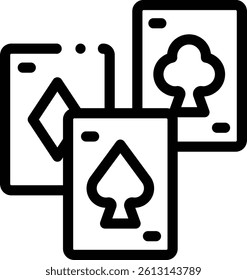 playing cards icon. Thin Linear Style Design Isolated On White Background