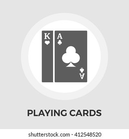 Playing Cards Icon Vector. Flat icon isolated on the white background. Editable EPS file. Vector illustration.