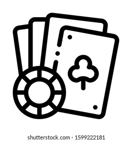 Playing Cards Icon Vector. Outline Playing Cards Sign. Isolated Contour Symbol Illustration