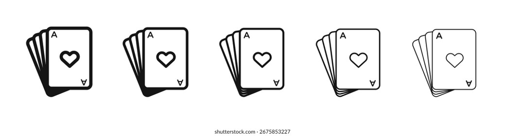 Playing cards icon vector outline set illustration sign