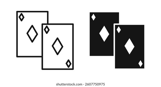 Playing cards icons in black fill and line style
