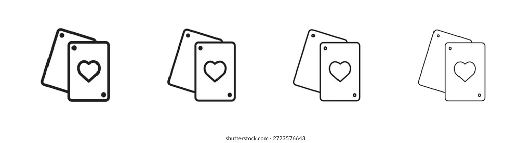 Playing cards icons designed in outline, line and stroke style