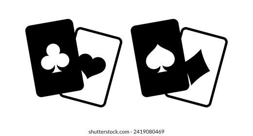 Playing cards icons isolated on white background.