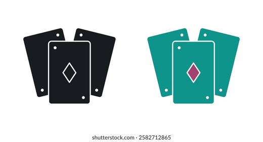 Playing cards icons set vectors black and colored style