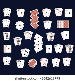Playing cards icons. playing cards sets, poker hand playing cards and playing cards deck illustration