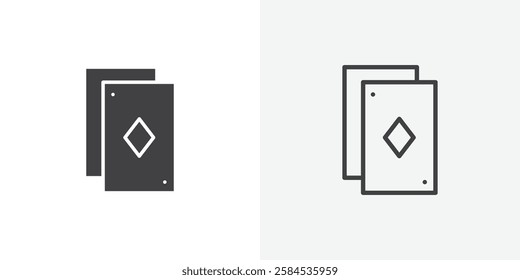 Playing cards icons vectors illustrations in black fill and liner versions