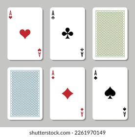 Playing cards illustration. Suits of playing cards. Spades, Hearts, Clubs, Diamonds.