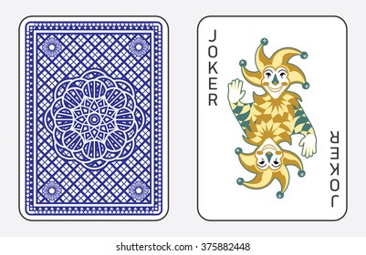 Playing cards with the Joker from a deck of playing cards. Vector illustration, classic design.
