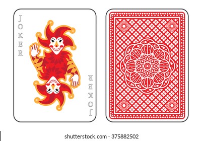 Playing cards with the Joker from a deck of playing cards. Vector illustration, classic design.
