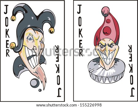 Playing cards. Jokers. Set of color vector illustrations.