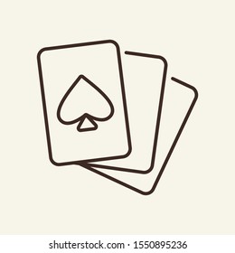 Playing cards line icon. Gambling, fortune, game. Casino concept. Vector illustration can be used for topics like gambling, business, advertising