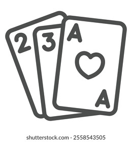 Playing cards line icon, gambling and casino concept. Vector graphics. Poker game paper card sign on white background, outline style icon for mobile or web design