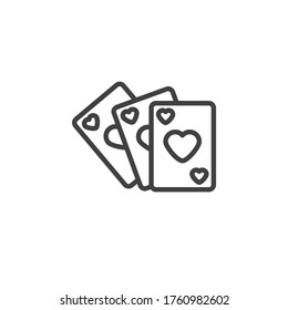 Playing cards line icon. linear style sign for mobile concept and web design. Ace cards outline vector icon. Symbol, logo illustration. Vector graphics