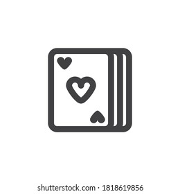 Playing cards line icon. linear style sign for mobile concept and web design. Ace heart card outline vector icon. Symbol, logo illustration. Vector graphics