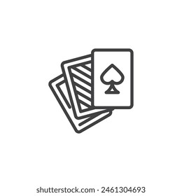 Playing cards line icon. linear style sign for mobile concept and web design. Spade cards outline vector icon. Casino, poker symbol, logo illustration. Vector graphics