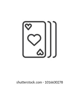 Playing cards line icon, outline vector sign, linear style pictogram isolated on white. Card deck symbol, logo illustration. Editable stroke