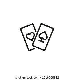 Playing cards line icon. Poker, casino, ace. Gambling game concept. Can be used for topics like blackjack, addiction, competition