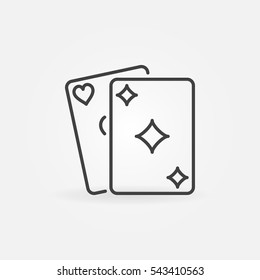Playing cards line icon. Vector thin line poker or casino concept sign or logo element