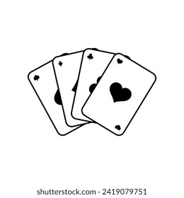 Playing cards line icons isolated on white background.