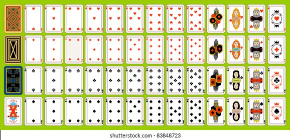 Playing Cards are located on a Green Background.