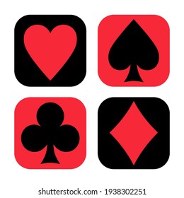 Playing cards mark icon set. (With square frame)