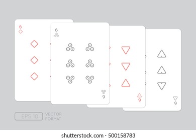 Playing Cards, Minimal flat icon design, Vector illustration