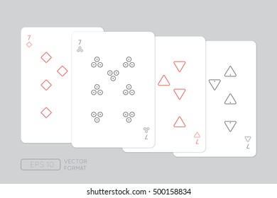 Playing Cards, Minimal flat icon design, Vector illustration