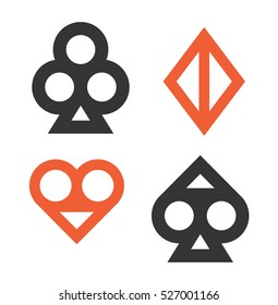 Playing cards minimalistic symbols vector set