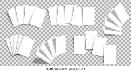 Playing cards mockup. Blank playing cards on transparent background. Vector set