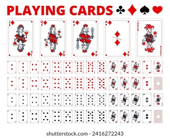 Playing cards mockup. Set of template. Poker kit. For game. Vector illustration.