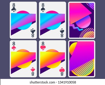 Playing cards in modern style. Gradient shapes, geometric objects. The reverse side of the playing card. Vector illustration