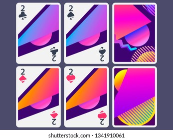 Playing cards in modern style. Gradient shapes, geometric objects. The reverse side of the playing card. Vector illustration